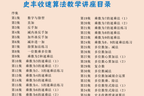 史丰收速算法培训
