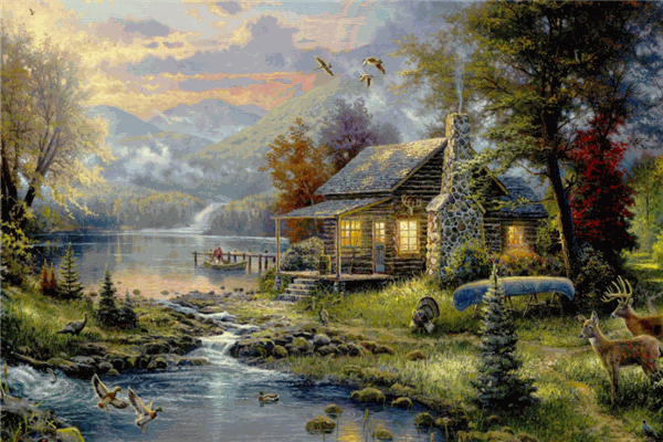 三色彩绘油画