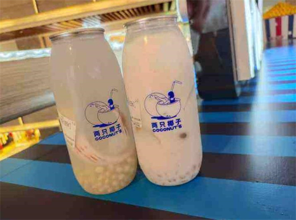 两只椰子茶饮