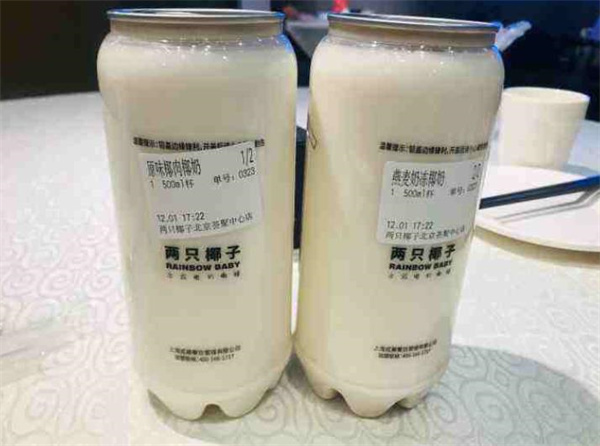 两只椰子茶饮