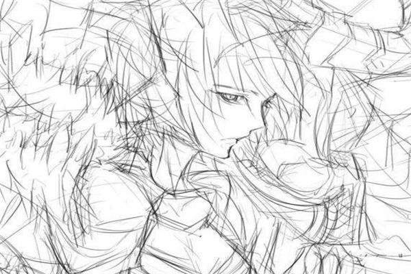 蓝铅笔绘画