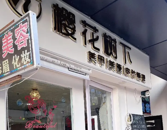 樱花树下美甲